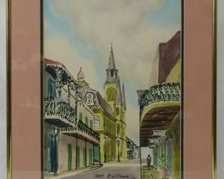1239 - William Collins "New Orleans" Watercolor on Paper 20x16.5
