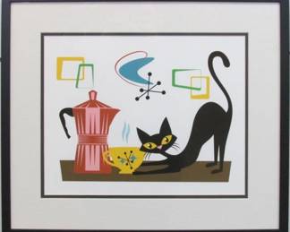 9030 - Cat and Coffee 19.5 X 16.75
