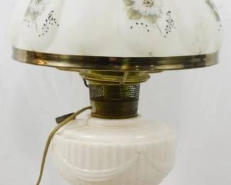 1216 - Vintage Aladdin Lamp, Painted Shade 25" You are buying a used as-is electric/electronic item. We do not guarantee all components are present, and if it is not expressly stated, it is untested.
