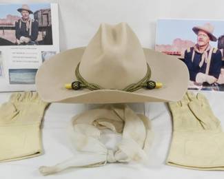 10b - John Wayne - Hat, Scarf, and Gloves Used in Film "She Wore a Yellow Ribbon"
