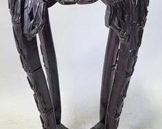 4247 - Heavily Carved Asian Marble Inset Plant Stand 35 x 11
