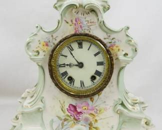 1198 - Vintage Porcelain Mantle Clock 14"

