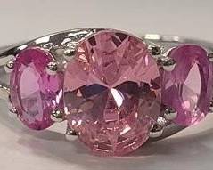 52 - Sterling Pink Topaz size 7 Ring
