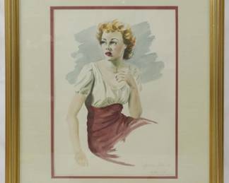 1228 - Gretchen Scales "Meg Monday" Watercolor 1959 20.5x17

