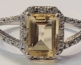 56 - Sterling Yellow Topaz size 6.75 Ring
