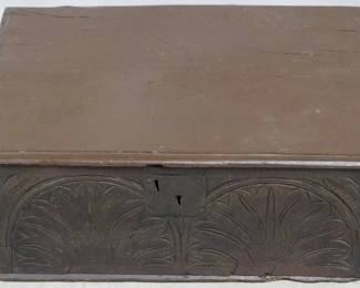 3876 - 17th Century carved bible box lift top ca 1680 to 1710 11 x 26 x 19
