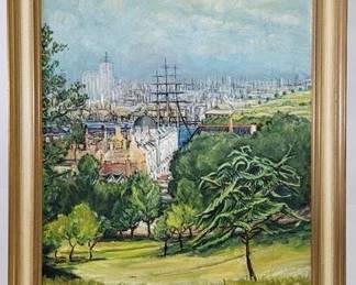 4281 - City View Oil on Canvas Signed by Artist 28 x 21.5
