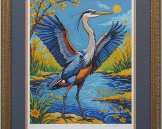 9008 - Great Blue Heron Limited Edition Giclee w/ COA 22.5 X 26
