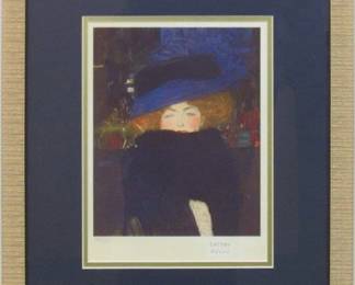 9057 - Lady with Feather Boa Ltd Edition Giclee w/ COA by Gustav Klimt 15.5 X 18
