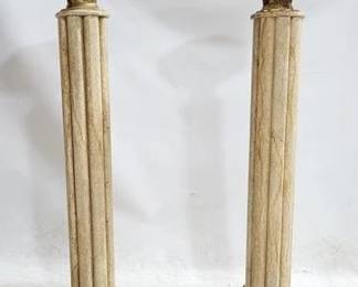 4015 - Matching Pair Marble & Brass Pedestals 42.5 x 12

