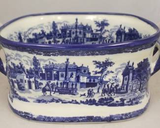 70 - Large Blue and White Tub 19" x 13"
