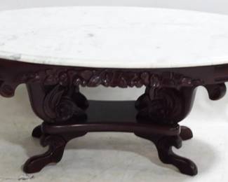 217 - Oval Marble Top Coffee Table 18x45x28
