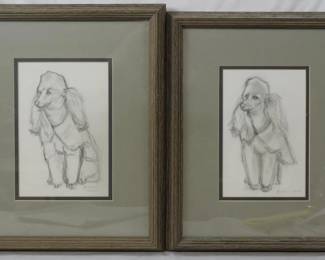 1259 - Gretchen Scales "Charlie 1 and 2" Pencil Sketches 1986 9.5x7.5
