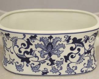 67 - Small Blue and White Tub 14.5" x 9.25"
