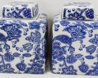 1103 - Pr Blue & White Ginger Jars
