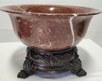 4260 - Bronze Base Marble Bowl 9 x 14
