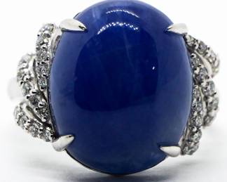 26w - Cabochon Cut Blue Burmese Sapphire Ring Size 6.75 18.35 Carat Burmese Sapphire .43 Carats Diamonds Jewelry Appraisal Report $11,970 DISCLAIMER: If you are not an established customer with bid history with B&H, the only acceptable forms of payment for this item will be via wire transfer or cash.
