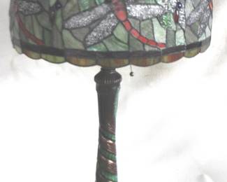 7156 - Large Dragonfly Stained Glass Lamp - 34" Tall You are buying a used as-is electric/electronic item. We do not guarantee all components are present, and if it is not expressly stated, it is untested.

