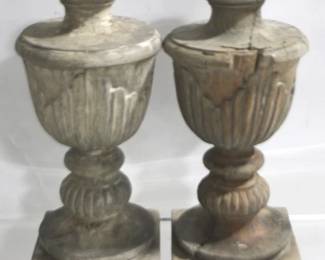 7003 - Pair Wood Pricket Finials - 14" Tall
