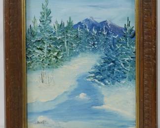 1250 - J. Payne Snowy River" 1981 Oil on Board 12.5x10.5
