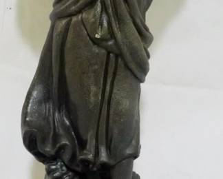 1030 - Woman with Basket Chalkware Sculpture 16.5"
