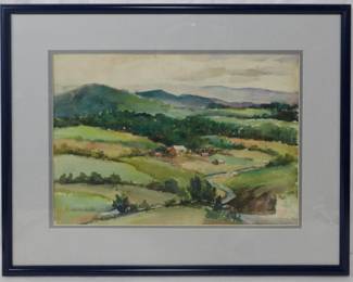 1236 - Emile M. Arlot "The Valley" Watercolor
