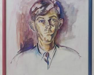 1257 - Gretchen Scales "Boy at FAC" OIl on Canvas 1965 21.5x17
