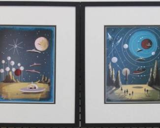 9026 - 2 Modern Space Scenes 15 X 17.5
