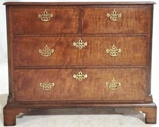 4005 - Walnut Oyster Veneer Bracket Foot 2 Over 2 Chest Brass Hardware 35 x 43 x 23
