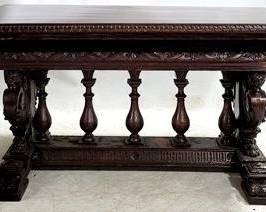 4000 - Eagle & Athena Carved Library Table Acanthus band, Athena heads with eagle carved sides 38 x 67 x 39
