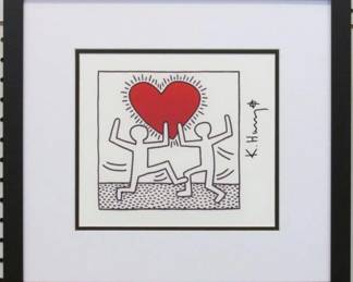 9047 - Dancing With Heart Print by Keith Haring 19.5 X 18.5
