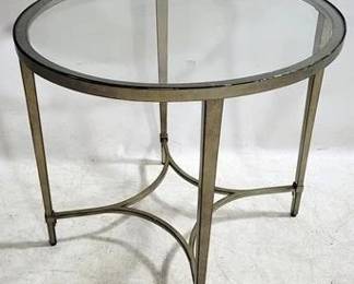 4110 - Oval Metal & Glass End Table 25 x 26 x 22
