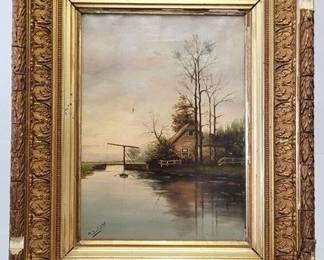 4292 - "Long Day" Early Signed Oil on Canvas 24 x 19.5
