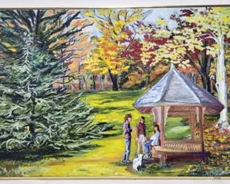 4295 - Canvas Painting Signed & Dated on Back 24.25 x 36
