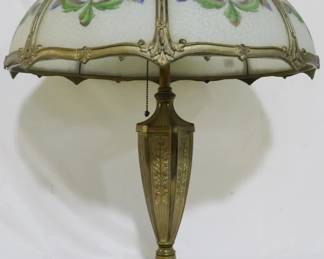 1458 - Early John Morgan Reverse Painted Lamp - 25" You are buying a used as-is electric/electronic item. We do not guarantee all components are present, and if it is not expressly stated, it is untested.

