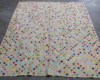 1207 - Vintage Hand Stitched Cathedral Quilt
