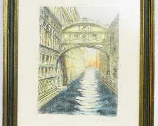 282 - Signed Bridge of Sighs Art 15.5x11
