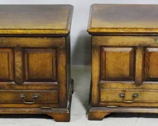 3897 - English matched pair oak chests 18 x 27 x 16, fall front doors
