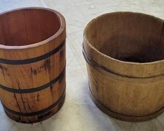 4236 - 2 Early Wooden Buckets 13 x 11 & 10.5 x 14
