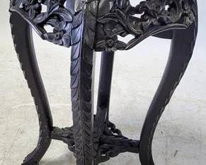 4240 - Heavily Carved Asian Marble Inset Plant Stand 24 x 13
