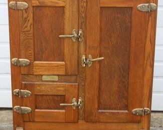 2288 - Oak 3 Door Vintage Icebox 42 x 32 x 17
