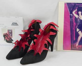 14 - Elvira Black Suede Shoes by Beverly Feldman with Auction Papers

