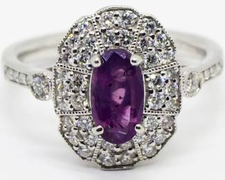 12w - Platinum Kashmir Sapphire & Diamond Ring Size 7 GIA Gemological Report Included 1.15 Carat Oval Cut Kashmir Sapphire .54 Carats Diamonds Jewelry Appraisal Report $18,740 DISCLAIMER: If you are not an established customer with bid history with B&H, the only acceptable forms of payment for this item will be via wire transfer or cash.
