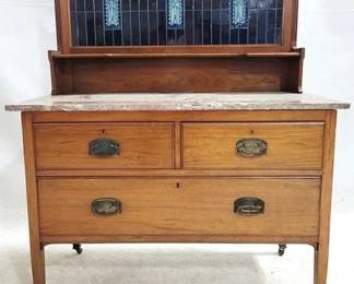 4013 - English Marble Top & Tile Back Washstand 51 x 42 x 20

