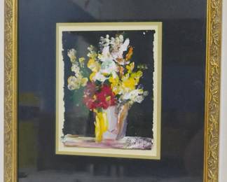 279 - Original Floral by Anna Sandhu Ray 13x14.5 Ex Wife of James Earl Ray
