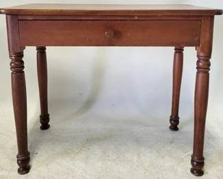 4219 - Primitive 1 Drawer Turned Leg Table 28 x 34 x 18
