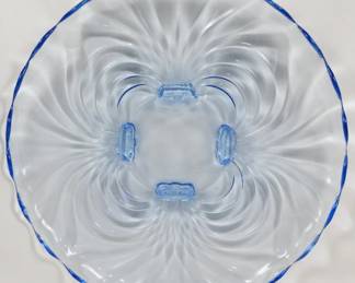 1065 - Cambridge Blue Caprice Footed Bowl 14"
