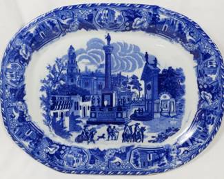 1164 - Blue & White Transferware Platter 14x17
