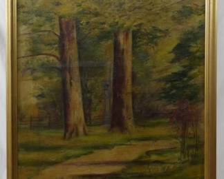 1230 - Signed Oil on Canvas Frame "Into the Forest"
