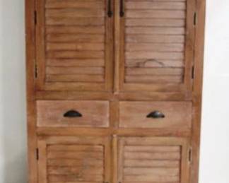 2255 - Shutter Front 4 Door Cabinet w/ Drawers 79 x 40 x 20 bottom handle broken
